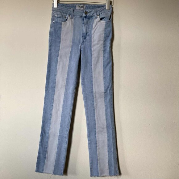 PAIGE Stripe Straight Fit Jeans (Size: 25) - Picture 1 of 12